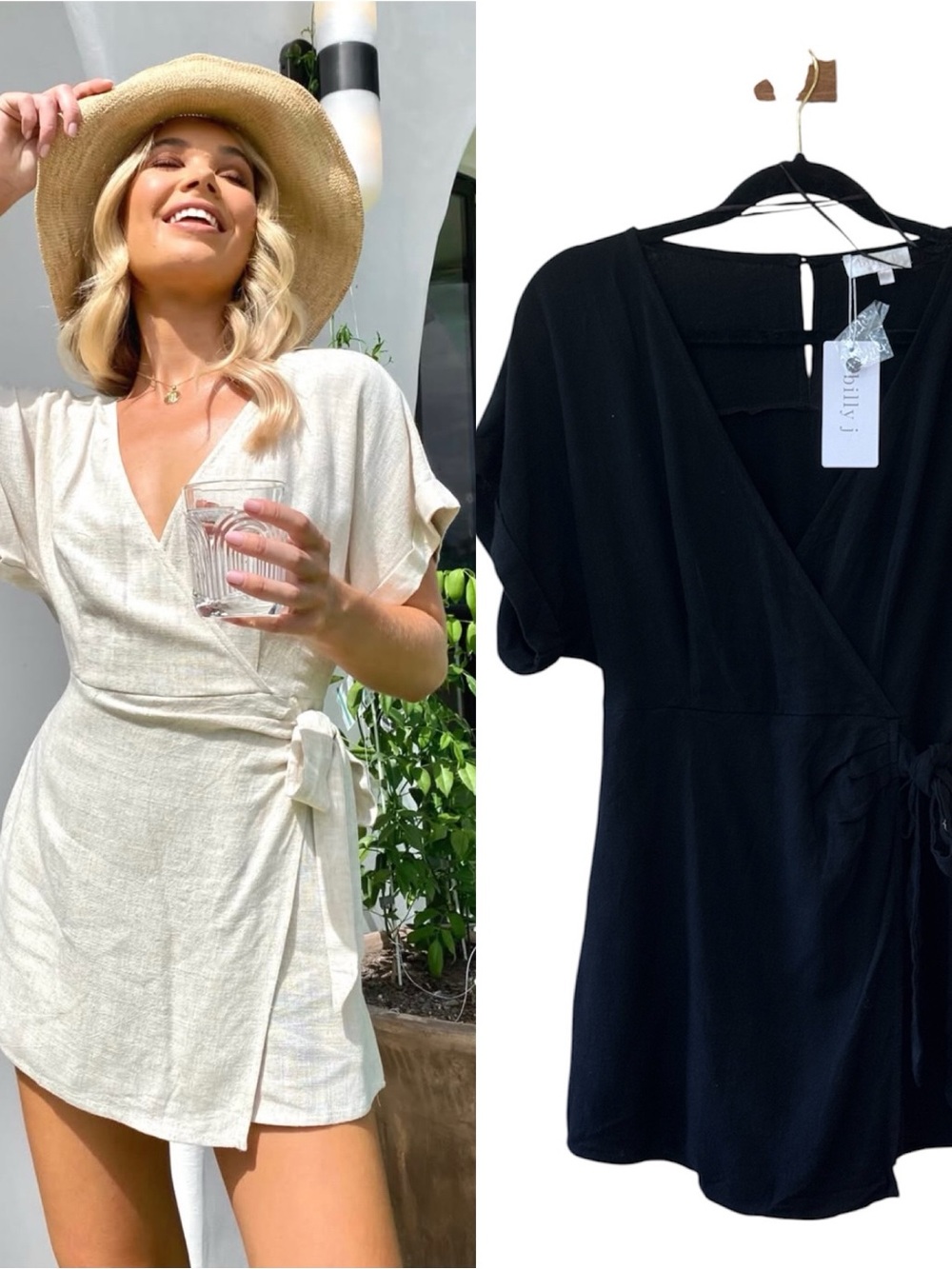 Billy J Tarika Playsuit Linen Romper in Black Size 6
